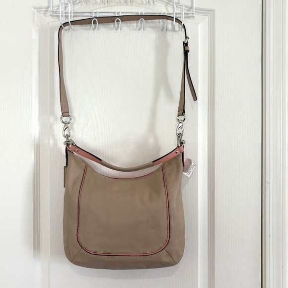 Coach Kristin Spectator Leather Hobo Bag Handbag 22509 Taupe Rose Multicolor NEW - Picture 11 of 12